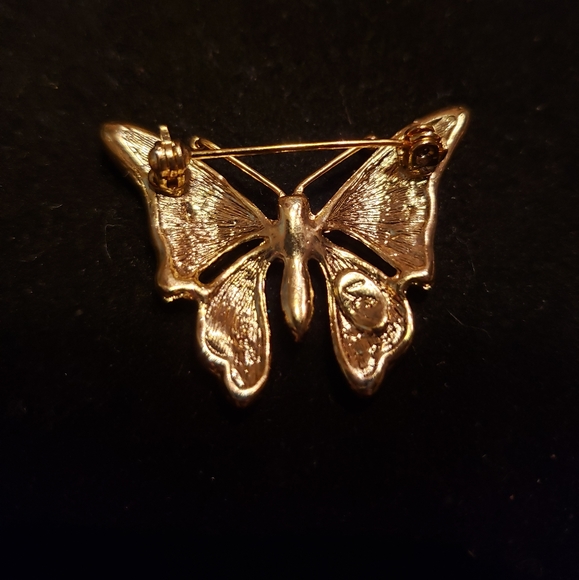 Vintage Liz Claiborne  Butterfly Pin Brooch w/ Rhinestones & Enamel - Picture 4 of 6